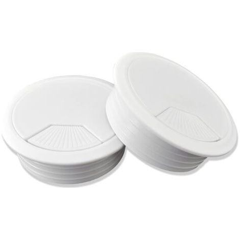 Lot de 2 passe-câbles bureau Ø 60mm blanc – Gestion câbles PC gamer – Design moderne pour espaces de travail – Installation facile