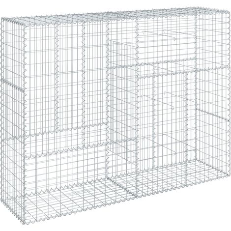 Gabbione a cesto recinto muro di contenimento con coperchio 200 x 50 x 150 cm ferro zincato argento 020040144