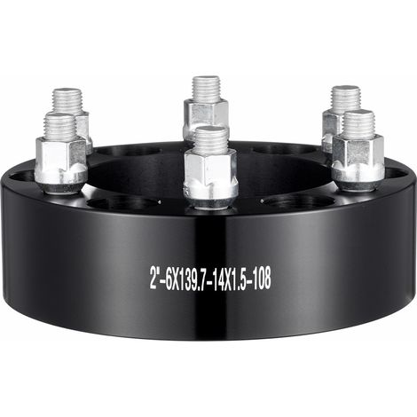 Mophorn Wheel Spacers, 2" 6"x5.5" Wheel Adapters, 6 Lug Forged Spacer, 108 mm Bore Hubcentric M14 x1.5 Studs Spacers, Fit for 1988-2023 Chevrolet, GMC, and Cadillac, 4 PCS Black