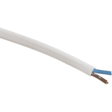 Câble d'alimentation RS PRO 2x0,5 mm², gaine PVC Blanc, 100m ( Prix pour Bobine de 100 Mètres )