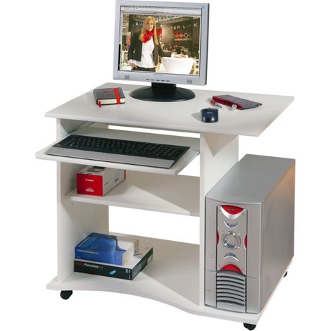 Pepe Mobiletto Porta PC Bianco - Ampio Piano, Cassetto Tastiera (1/10)