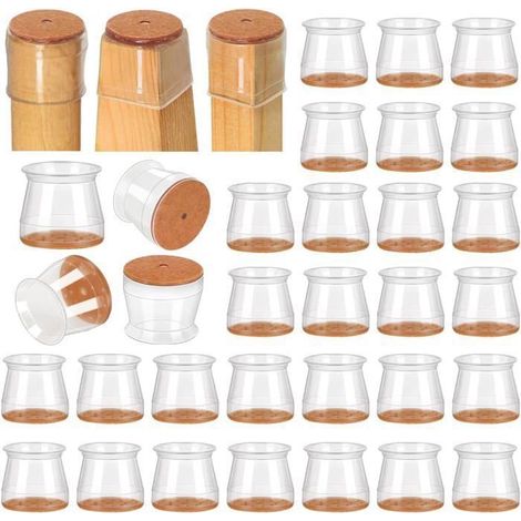 Lot de 32 protections de pieds de chaise en silicone pour parquet, carrelage, bois, feutre, pieds de meubles(32mm-50mm) (1/5)