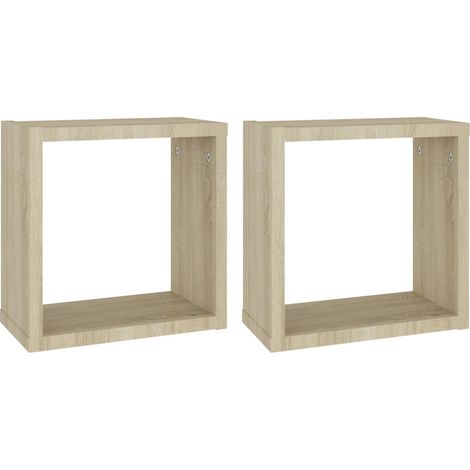 Mensole a Cubo 2 pz Rovere Sonoma 30x15x30 cm vidaXL