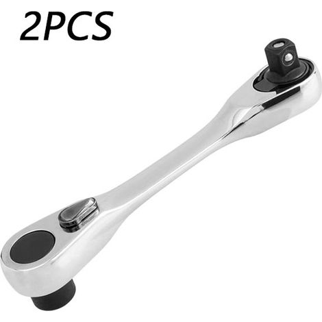DOLASO 2PCS Steckschlüssel-Ratschenschlüssel, Mini-Schraubendreher 1/4 Zoll Sechskant-Drehmomentschlüssel 72 Zähne umschaltbarer Ratschenschlüssel für Werks-Autoreparatur-Wartungswerkstatt (1/5)