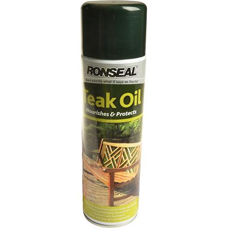 Ronseal 35820 Garden Furniture Teak Oil Aerosol Spray 500ml - Protective Weatherproof Finish