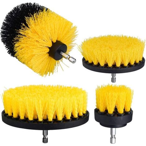 4 Piegraveces Drill BrushAttachement de brosse de perceuse eacutelectrique en Poil Souple pour perceuse électrique Outil de Nettoyage pourSurfaces de Salle de Bain Voiture et Baignoire