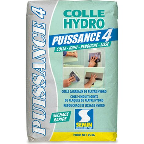 Semin – Colle-enduit hydro pour plaques de plâtre – Sac 25 kg – Résistance à l’eau pour salles de bain – Collage et jointoiement