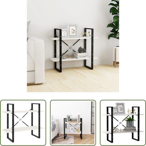 Bücherregal Weiß - Bücherregal 2 Böden Weiß 80x30x70 cm Massivholz Kiefer (1/5)