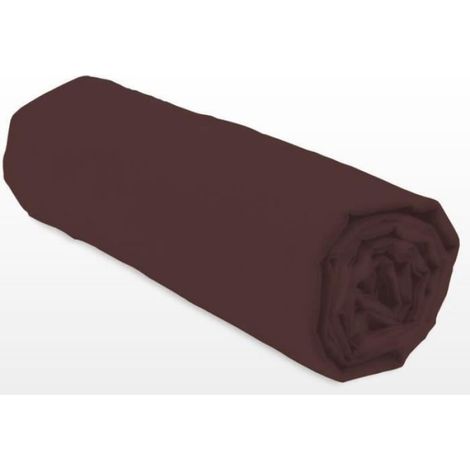 Drap Housse - 140x190+35 Cm - Marron Chocolat - 100% Coton - 1 Piece (1/4)