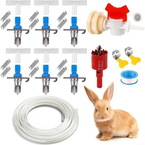 Abreuvoir automatique pour lapins – Conception à double ressort pour un arrosage pratique (ensemble de 6 pièces) (1/3)