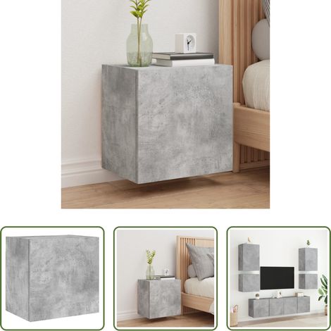 Armoire TV murale - Meuble TV mural gris béton 40,5x30x40 cm bois d'ingénierie (1/5)
