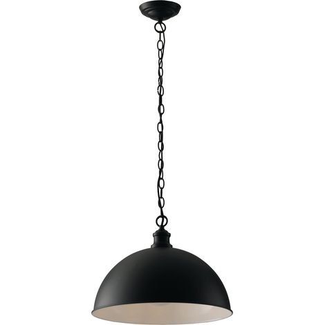 "Lampadario a sospensione CHARLESTON in metallo nero con interno bianco"
