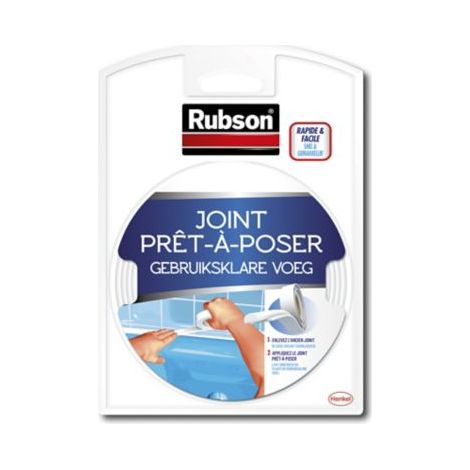 Rubson Joint Prêt à Poser, joint auto-adhésif blanc pour raccordement lavabo, douche, baignoire - Rouleau 12mmx3.5m