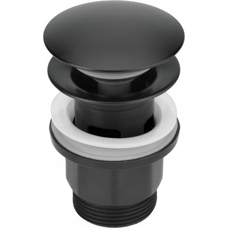 Tapón rebosadero para lavabo, negro mate, 1 1/4''
