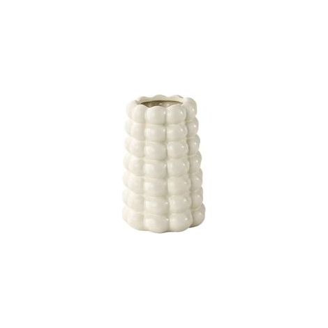 Vase décoratif en céramique à bulles, pot de fleurs moderne et unique pour salon, bureau ou entrée, Crème Blanc