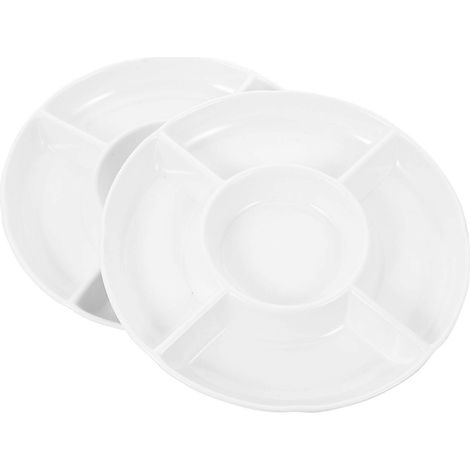 Lot de 2 bols à fruits secs pour desserts et collations-22.8X22.8X2.6CM-White (1/2)