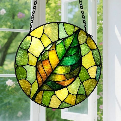 Suspension en vitrail, attrape-soleil unique minimaliste coloré, décoration intérieure unique, cadeau Noël, Fête des Pères pour homme, femme 9cm (1/5)