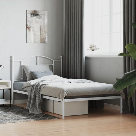 Estructura cama sin colchón con cabecero metal blanco 107x203cm vidaXL (1/5)