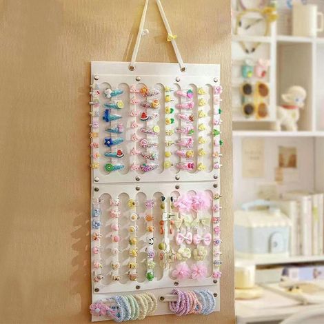 Porte-pinces à cheveux Organisateur mural pour nœuds et barrettes Déco chambre petite fille Support suspendu rangement accessoires (1/5)