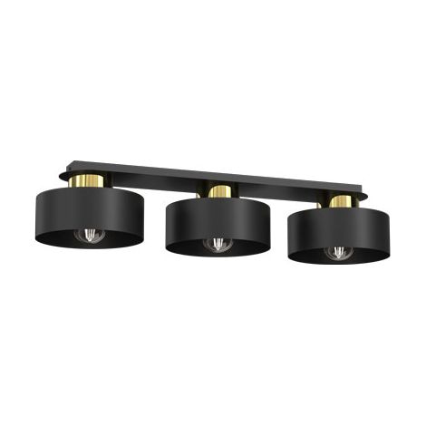 Plafonnier rail noir mat/or Marti 3xE27 15W Luminex