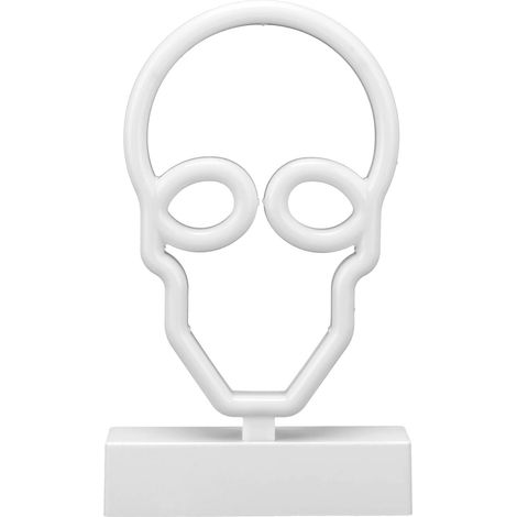 Veilleuse néon en forme de crâne avec socle, enseigne lumineuse LED néon pour chambre, bar et décoration murale. (1/5)