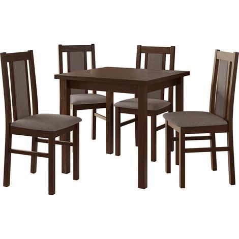 Salle à manger complète Victorville 310, Noix, 78x80x80cm, Diamètre: 0, Nombre de chaises: 4, Style: Contemporary