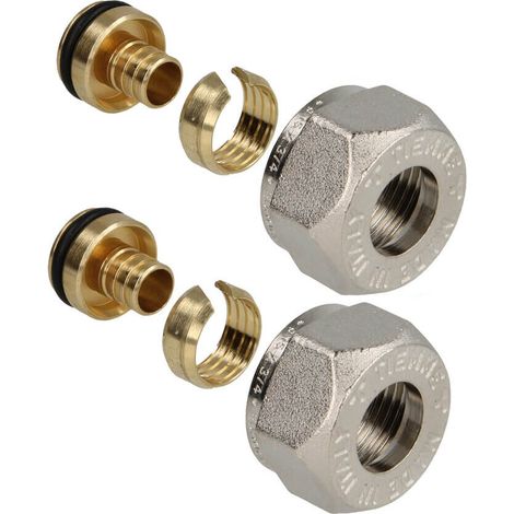 Lot de 2 raccords à bague de serrage, femelle 3/4'' EK (20/27) pour tube PER Ø12