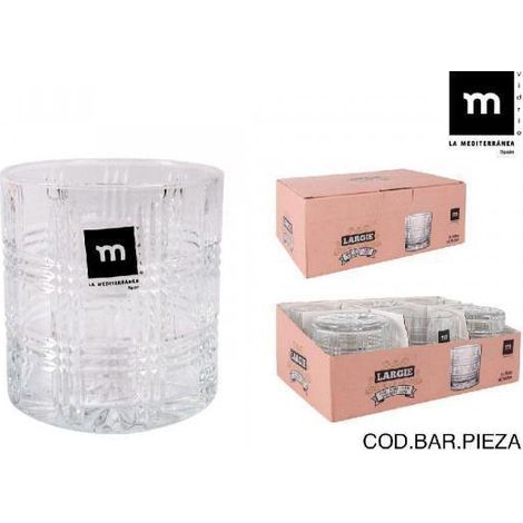 35 cls. vaso whisky bajo cristal tallado largie lamediterranea - caja 6 unidades