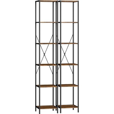 Set 2 librerie a 6 ripiani con telaio in acciaio marrone rustico MODENUIT (1/5)