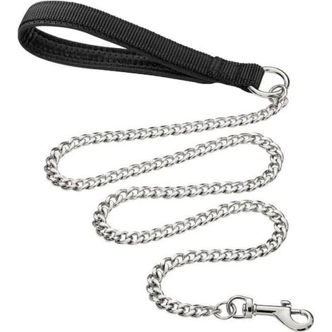 Laisse robuste en métal pour chien, chaîne de 2 m, résistante aux mâchouillages, pour chiens de grande et moyenne taille. (1/4)