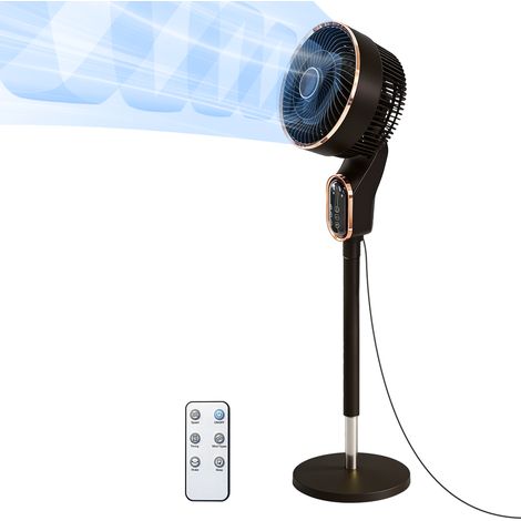 Ventilateur sur pied silencieux - 50 W avec Télécommande, 6 Vitesses, 3 Modes, Hauteur réglable(90-110cm), Timer 8h, pour Chambre, Salon, Bureau, brun foncé (1/5)