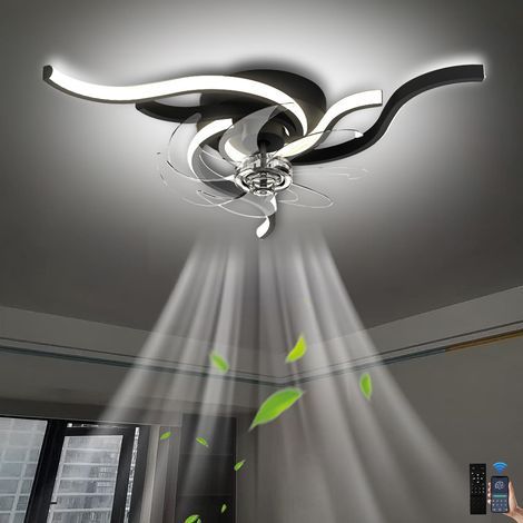 Ventilateur plafond noir – 6 vitesses silencieux – 3 couleurs lumière – Télécommande – Chambre/salon (1/5)
