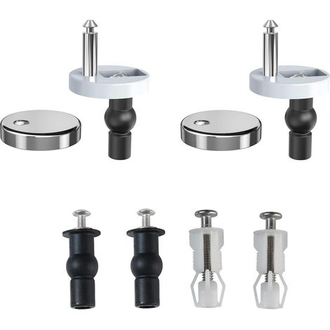 Kit de fixation pour abattant de WC (6 pièces), fixations universelles à dégagement rapide pour abattant, vis en acier inoxydable, boulons de rechange pour WC. (1/5)