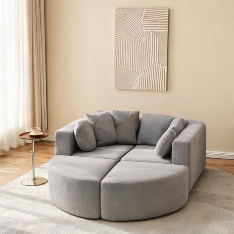 Canapé modulable convertible chenille gris 292 cm en chenille (1/5)