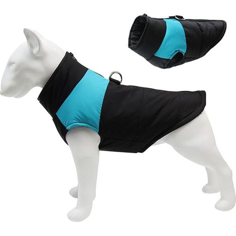 taille L，Bleu，Vêtements Imperméables Chien, Veste Chaud des Chiens, Manteaux d'hiver pour Chien, Hiver Chaud Gilet Imperméable pour Chien de Compagnie