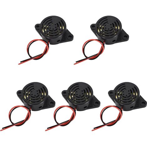 Electronic Alarm Buzzer, DC 3-24V 8595dB Piezoelectric Alarm Buzzer Electronic Sound Horn 12V Sounder with Cable 110mm for Computer Printer Copier (1/5)