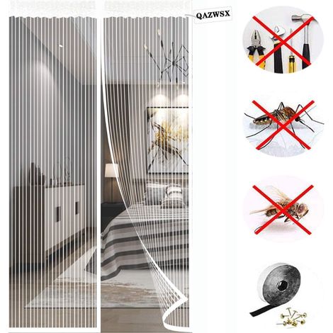 Mosquitera magnética robusta para puerta, cierre magnético, malla gruesa resistente al desgarro, protección contra insectos, color blanco - Dimensiones de la cortina: 120 x 220 cm