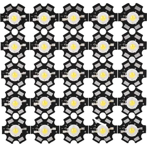 25er-Pack Hochleistungs-LEDs, 3-W-LED-Chip mit integrierter Lichtquelle, Projektorlampe, Weiß (10000–15000 K)
