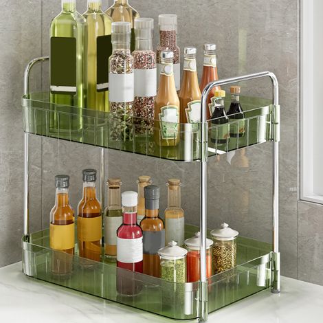 Porte-tasses à thé double couche, support de rangement pour service à thé, égouttoir, porte-gobelets de bureau, vert double couche (1/5)