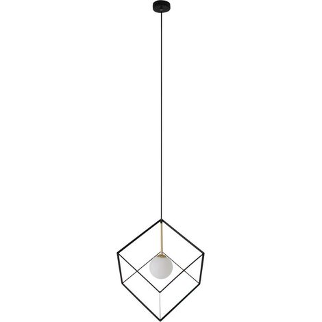Hängelampe Pendelleuchte Esszimmerleuchte Glaskugel Metallkäfig schwarz weiß G9 (1/5)
