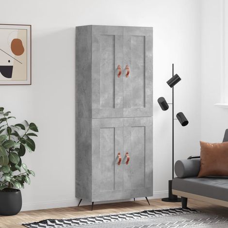 Aparador alto madera contrachapada gris hormigón 69,5x34x180 cm vidaXL (1/5)
