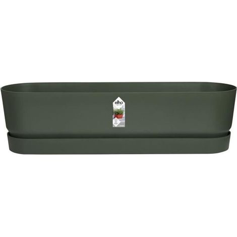 ELHO Jardiniere ovale GREENVILLE - Ø49 x 19,8 x 18,4 cm - Plastique recyclé - Résistant au gel - Noir (1/5)
