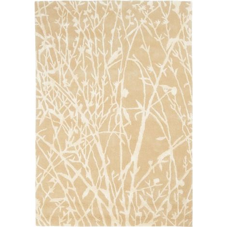 Tapis salon et chambre en laine 140x200 beige et blanc fait main