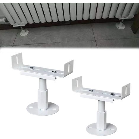 Support Radiateur - 2 Pièces - Acier Carbone Blanc - Réglable Hauteur et Largeur - Pour Radiateurs Colonnes - 18-23 cm (1/5)