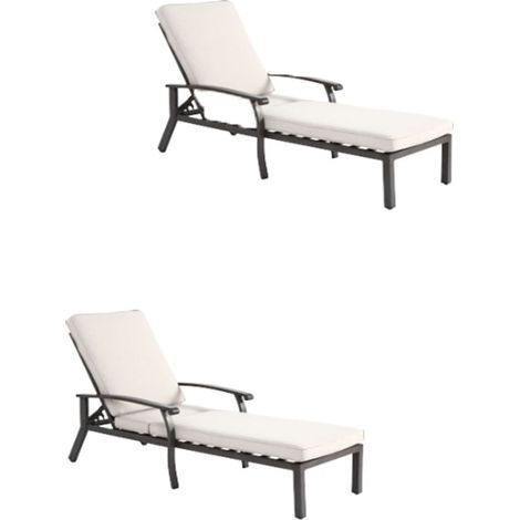 2er-Set lounge Patio Stuhl mit Baumwolle Kissen, verstellbares liegendes rostfestes Aluminium Poolside Chaise Lounge Möbel, Wasserdichtes Beige Kissen (1st)