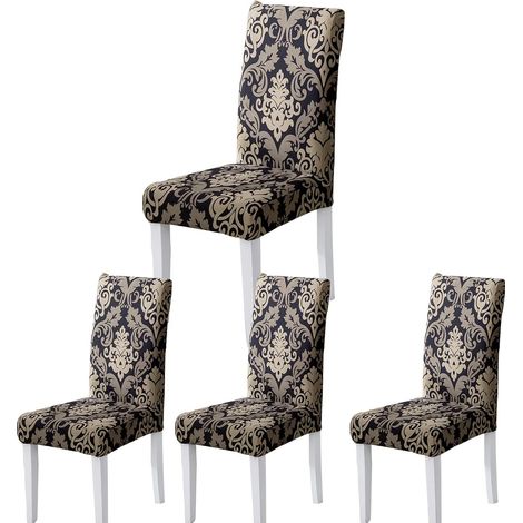 Lot de 4 housses de chaise style baroque – Tissu jacquard – Pour chaises (1/5)