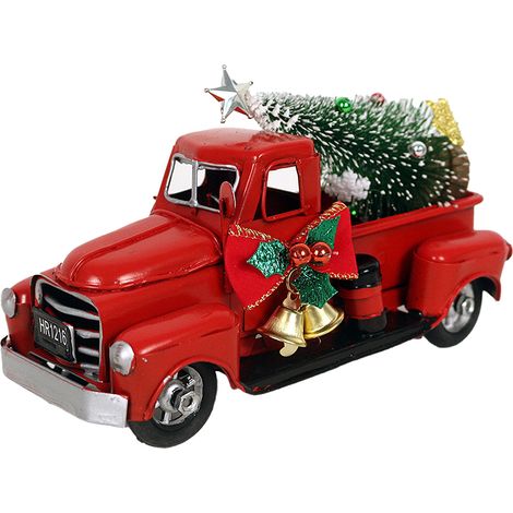 Vintage-Miniatur-LKW mit Weihnachtsbaum, schmiedeeiserner Ornament, Weihnachtsdekoration, 17 x 8 cm (1/2)