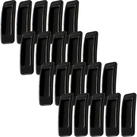 Poignées de porte adhésives rectangulaires en ABS noir, lot 20 (1/5)