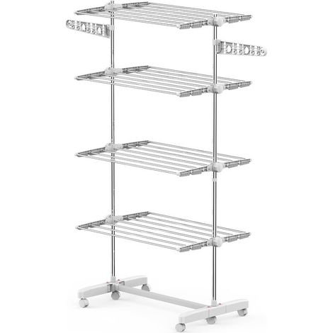 STENDINO PREMIUM A 4 PIANI REGOLABILE CON 6 RUOTE 80-142 X 55 X H172 CM (1/5)