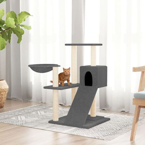 Arbre à chat avec poteaux en sisal, gris foncé, 82 cm